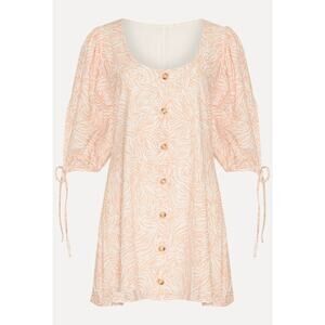 Girl and the Sun AIDA MINI DRESS Sunrise Zebra Size Small Peach Pink Puff Sleeve